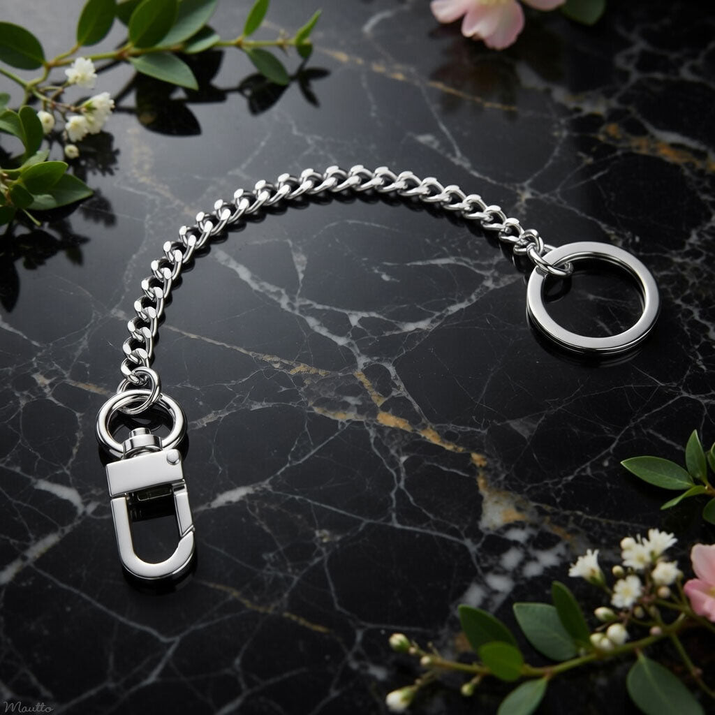 Bag Charm Chain - Mini Curb Chain with Diamond Cut Accents - Key Tether or Handbag Charm Accessory