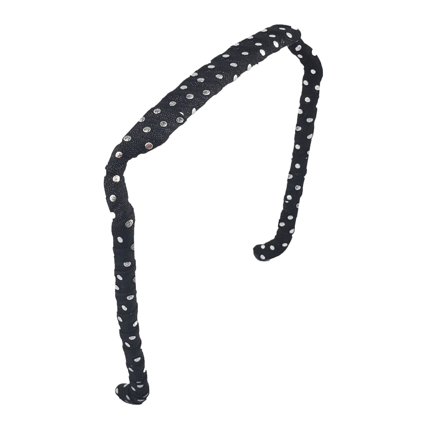 Silver Polka Dots on Black Headband