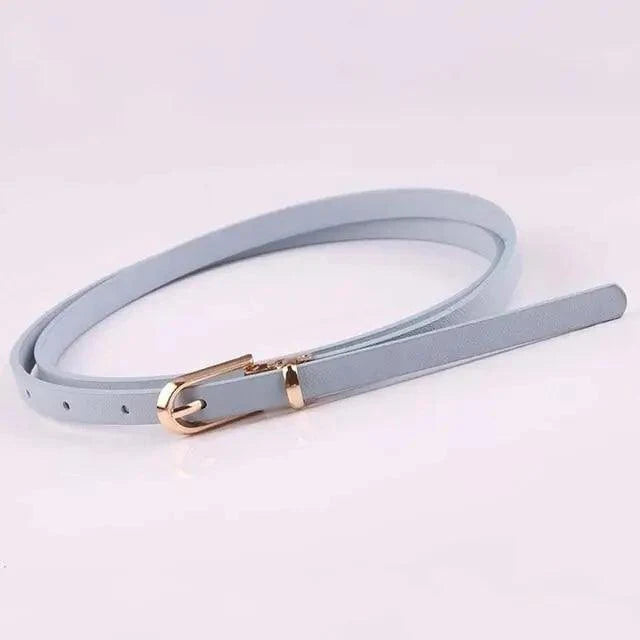 Simple Cute Leather Belts Candy Color Thin Skinny Waistband Classic Adjustable Fashion Women Belts