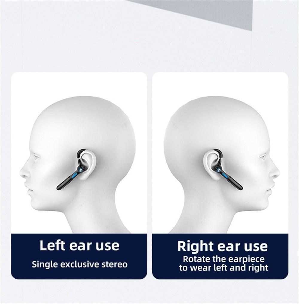Single Wireless Bluetooth 5.0 Headset Handsfree HIFI Fingerprint Touch Hanging Ear Earphone for iPhone Waterproof Earpiece Ear Wireless Bluetooth Sport Headphones