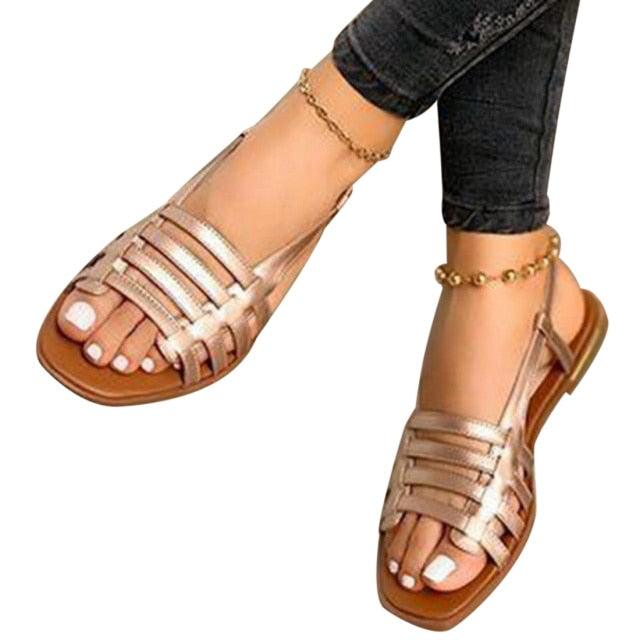 Soft Leather Woven Slippers Women Summer Flat Heels