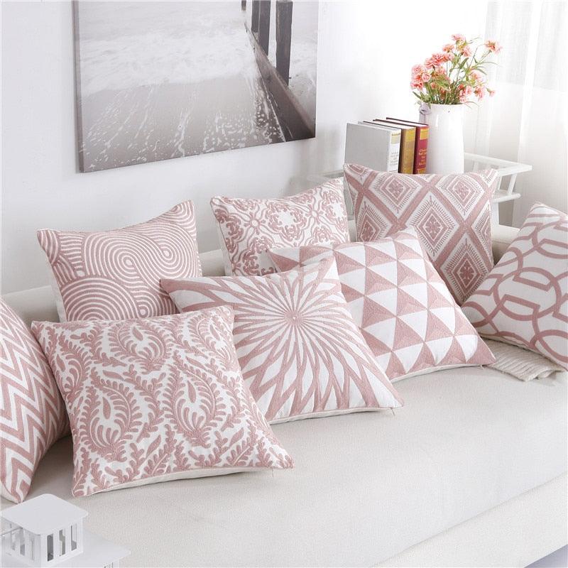 Solid Geometric Cushion Cover Pink Gray Blue Modern Decorative Throw Pillow Case Cushion Case for Room Bedroom Room Decorative Sofa Cushions Throw Pillows Cotton Pillow Covers Pillowcases 45x45