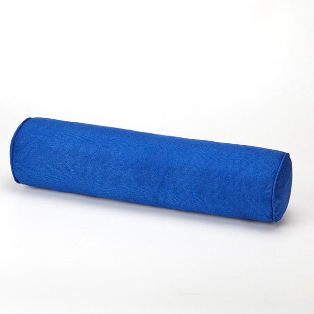 Solid Long Round Maternity Pillow Cotton linen Neck Headrest Body pillow Bed Chair Car Seat Backrest Sleeping Pillow Round Cervical Roll Cylinder Bolster Pillow with Removable Washable Cover, Ergonomically Designed  for Head Neck Spine