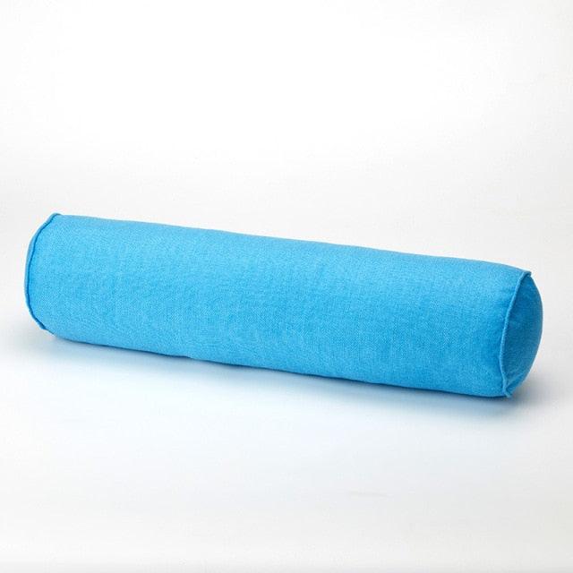 Solid Long Round Maternity Pillow Cotton linen Neck Headrest Body pillow Bed Chair Car Seat Backrest Sleeping Pillow Round Cervical Roll Cylinder Bolster Pillow with Removable Washable Cover, Ergonomically Designed  for Head Neck Spine