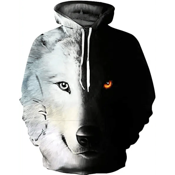 Spring And Summer 3D Digital Printing Fashion Men's And Women's Couple Sweatshirts Animal Pattern Novelty Sweatshirt with Hoodies Pockets for Adults Women Men
