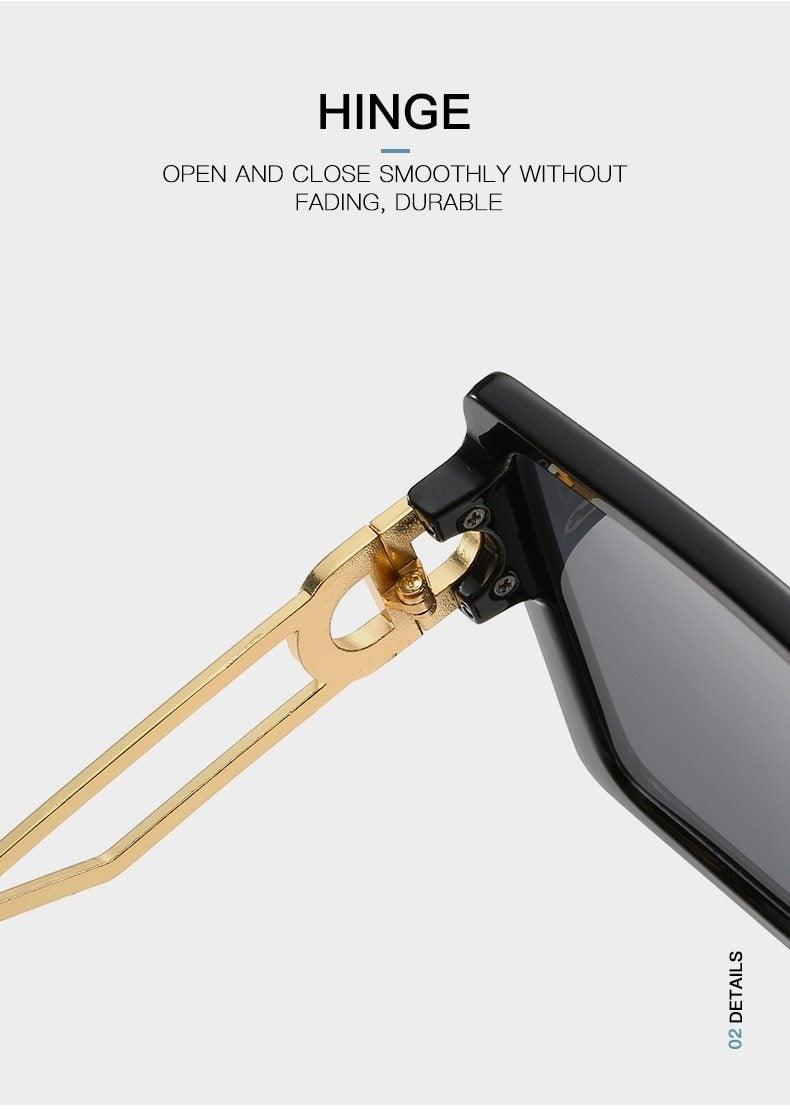 Square Oversized Sunglasses for Women Men Flat Top Fashion Shades Big Frame Sunglasses For Women With Hollow Glasses & New Legs Fashionable Sunglasses For Men & Women