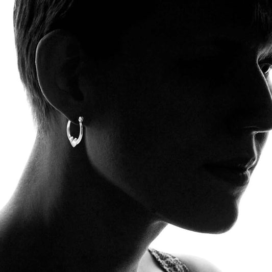 Sterling Silver Classic Heart Design Hoop Earrings