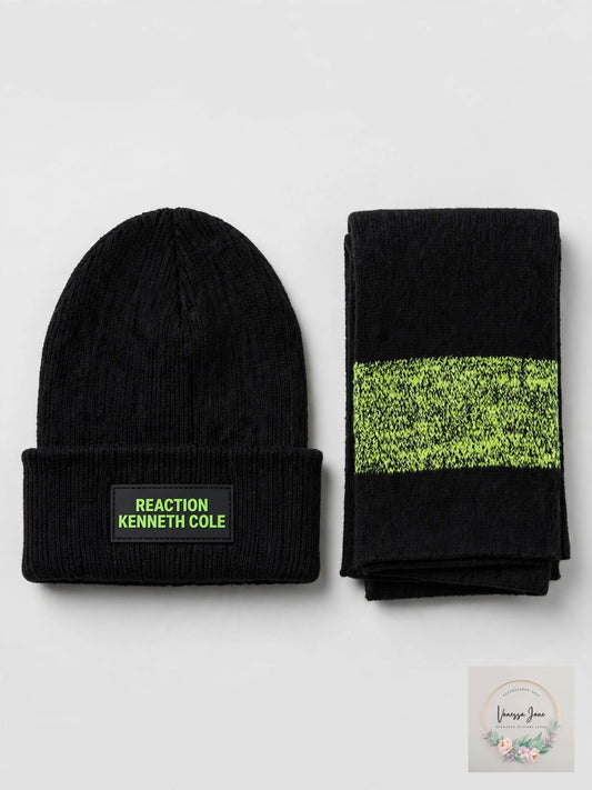 Kenneth Cole Reaction Men’s Neon Beanie and Scarf Set, OS