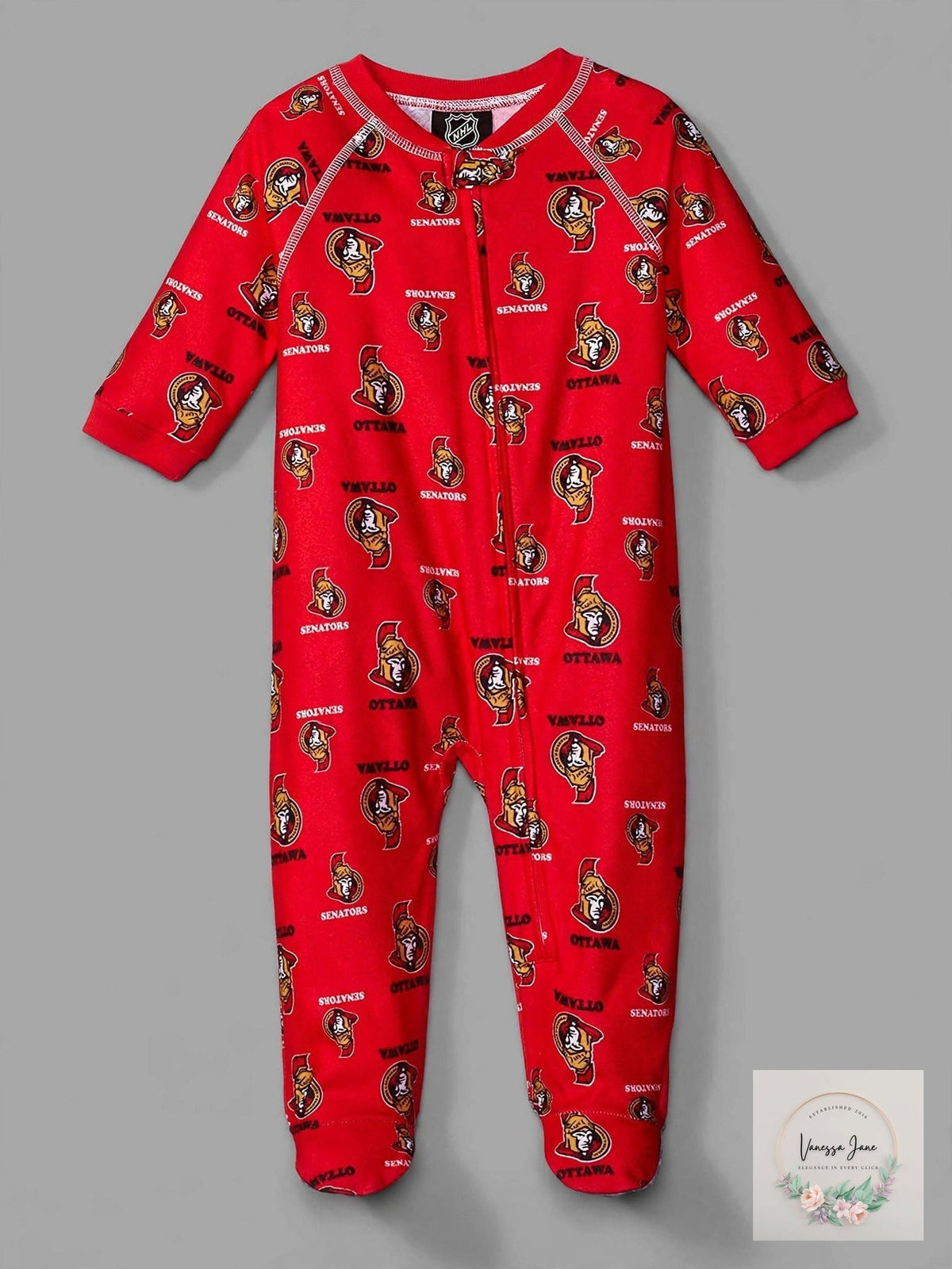 NHL Ottawa Senators Infant Boys Sleepwear Print Zip Up Coveralls, 18 Months