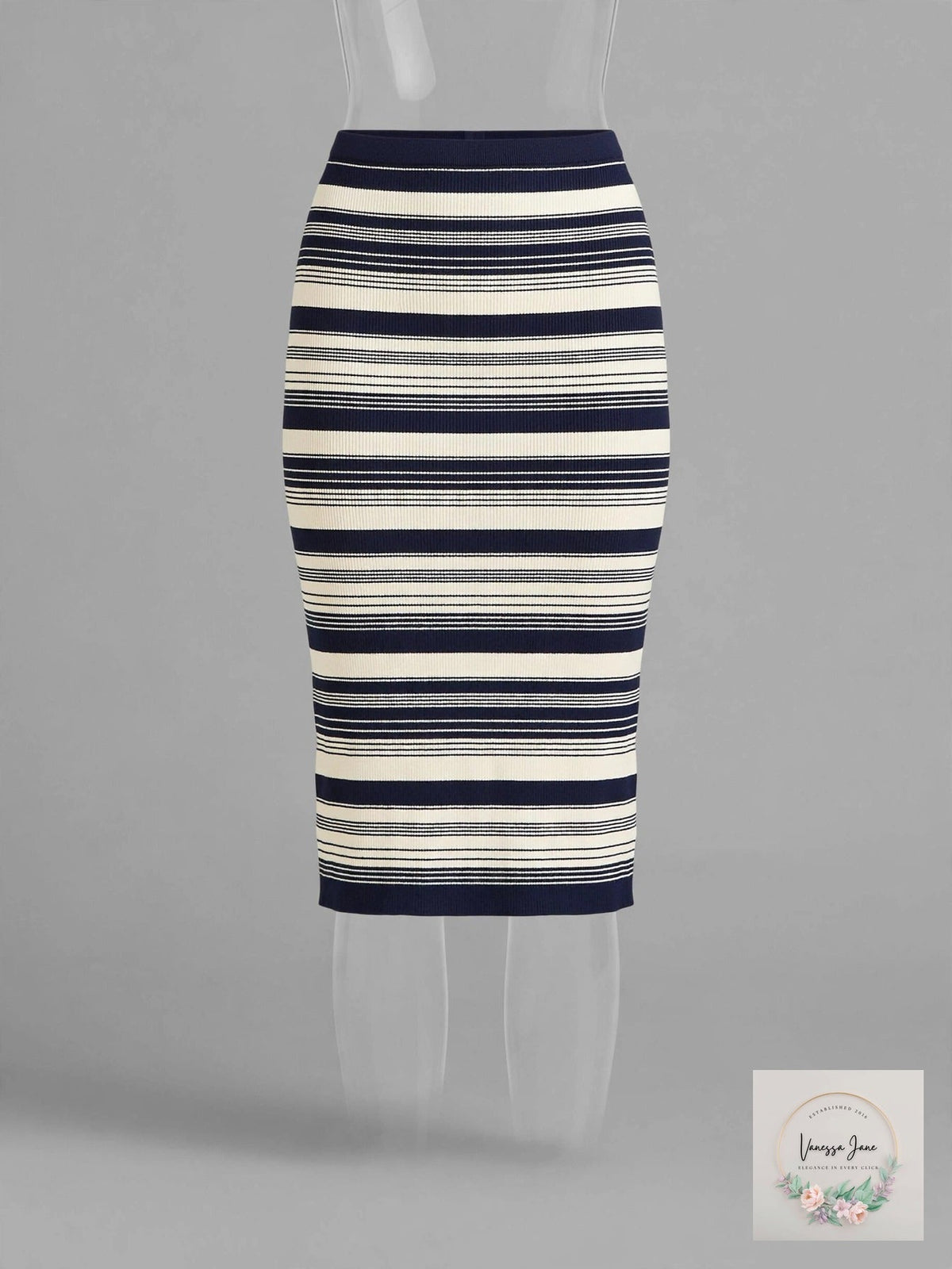 Ralph Lauren Womens Navy Stretch Textured Midi Wear To Work Pencil Skirt