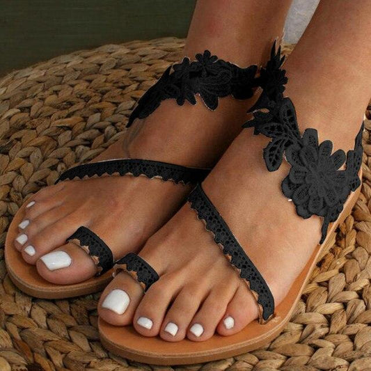 Summer Sandals Slip-On Flat Shoes Lace Flat