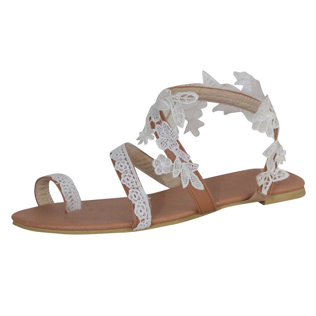 Summer Sandals Slip-On Flat Shoes Lace Flat