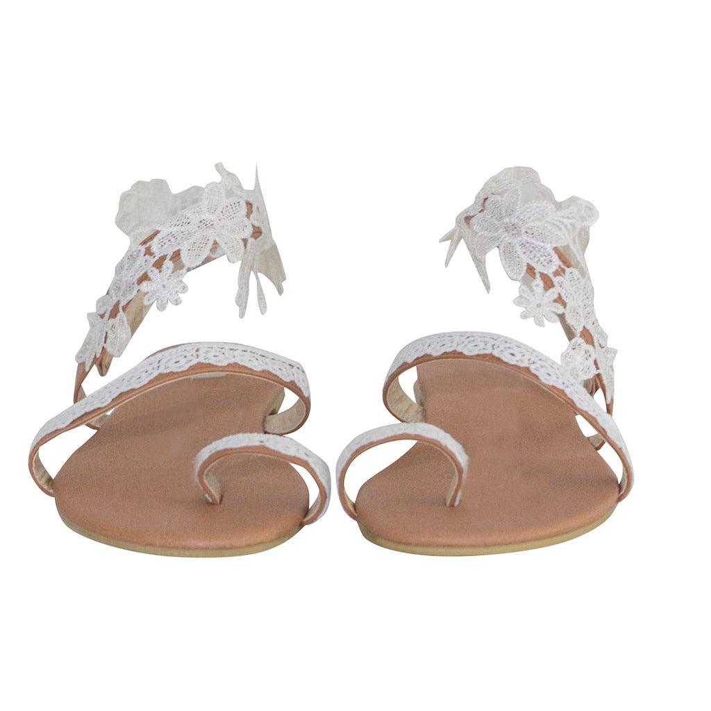 Summer Sandals Slip-On Flat Shoes Lace Flat
