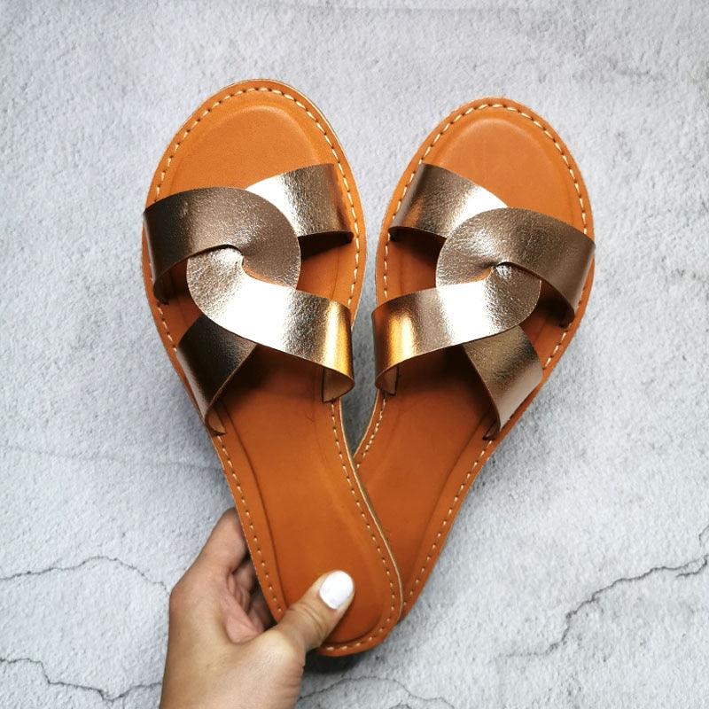 Summer Women Sandals Fashion Leather Surface