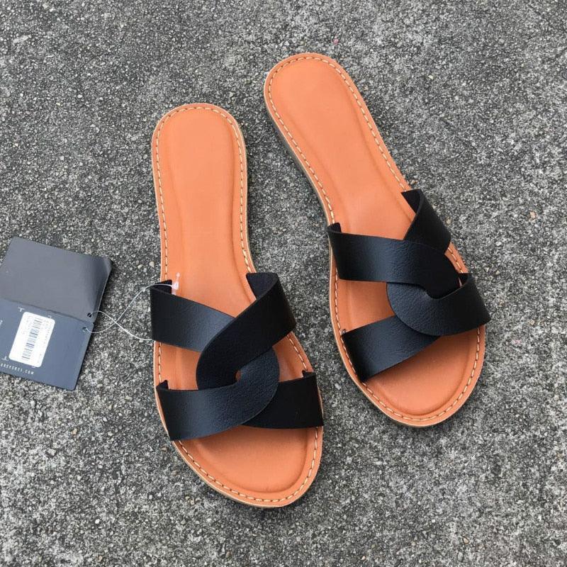 Summer Women Sandals Fashion Leather Surface