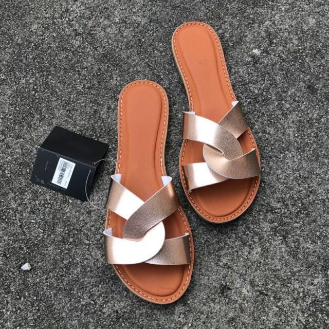 Summer Women Sandals Fashion Leather Surface