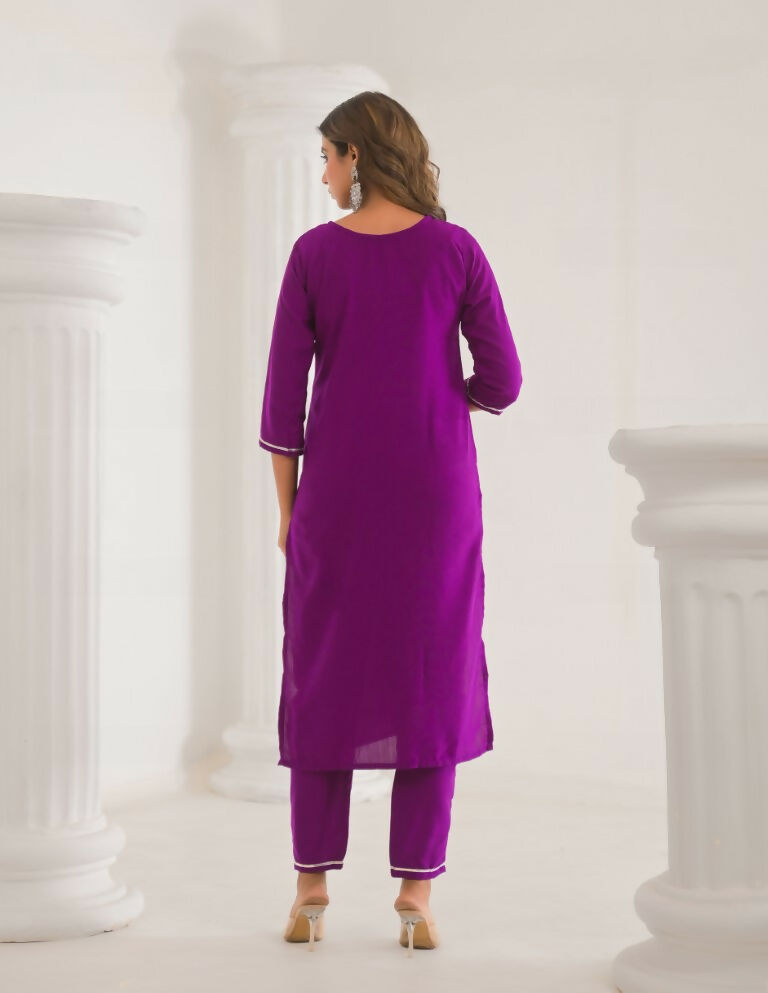 Festive Ethnic Viscose Chanderi Purple Stitched Suit With Dupatta - Rashmika