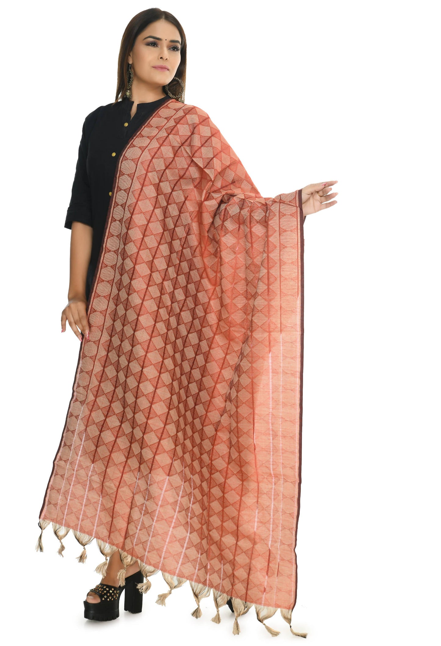 Mominos Fashion Moeza Handloom Cotton Red Dupatta