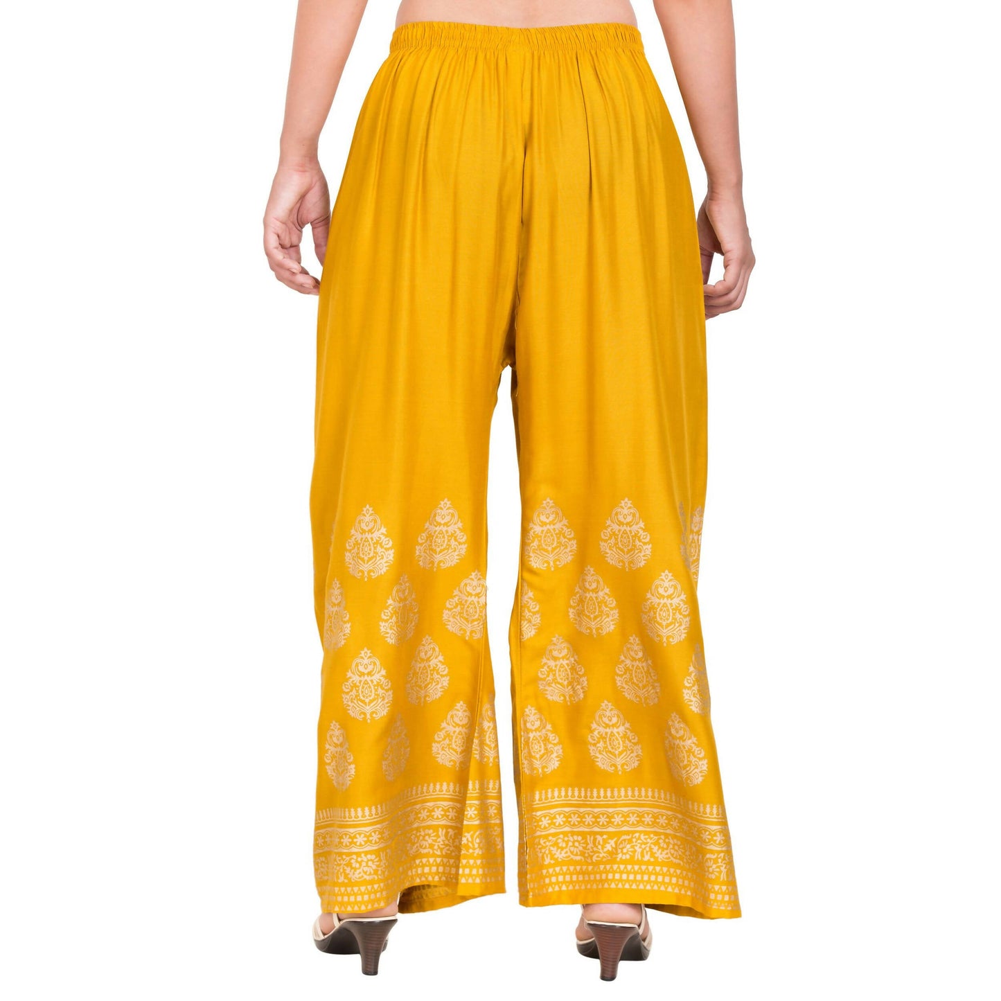 PAVONINE Mustard Color Golden Printed Rayon Fabric Sharara For Women & Girls