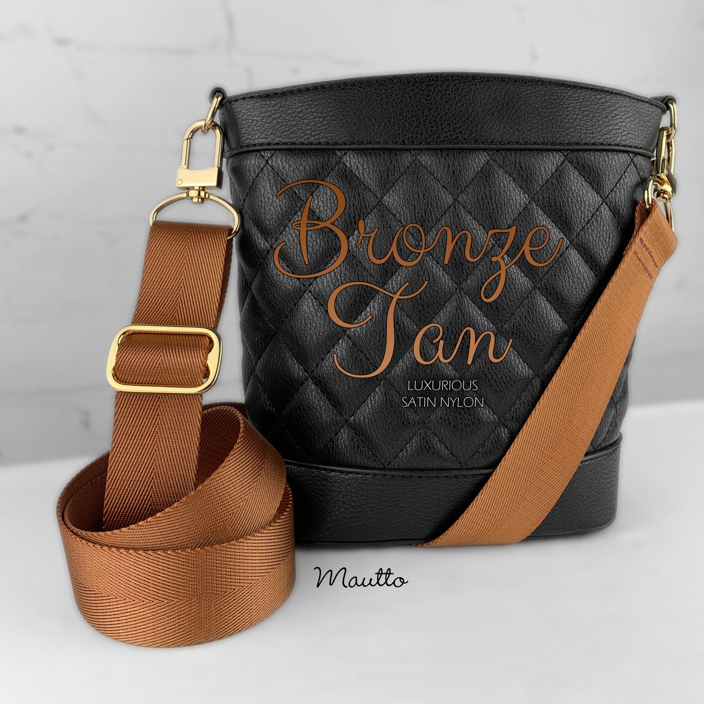 Luxurious Satin Nylon Strap - Wide/Comfy Shoulder to Crossbody Length - Adjustable (34-55 inches) - Gold-tone & Antique Gold Connector Options