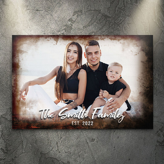 Family Portrait On Wood Sign
