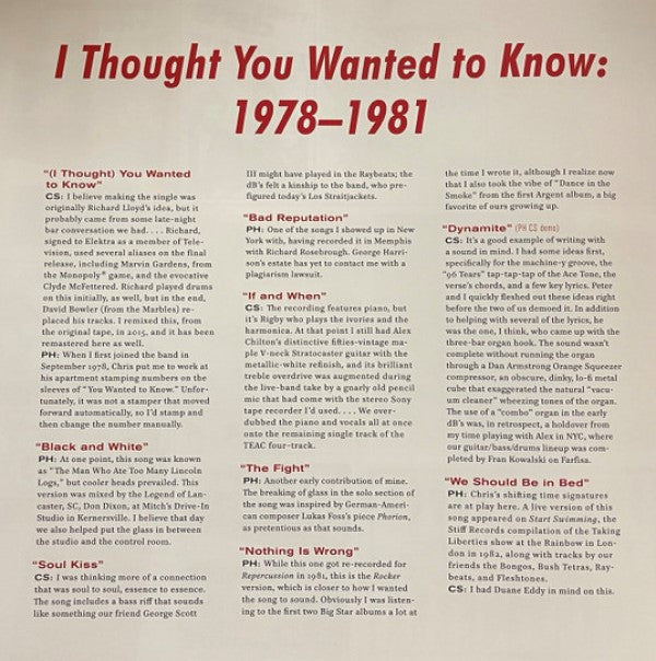 I Thought You Wanted To Know 1978-1981 | Mint (M) Mint (M)