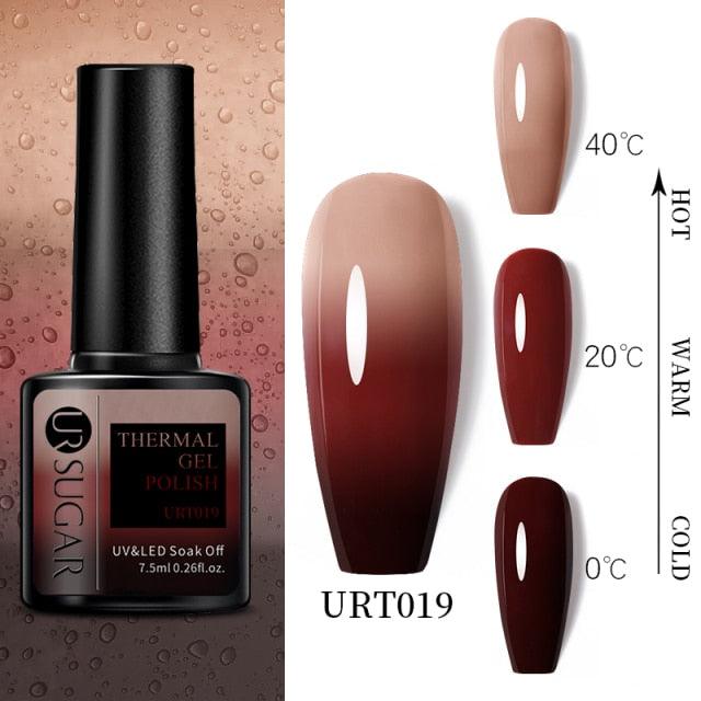 Thermal Shiny Nail Polish Change Color Effect Gel UV Semi Permanent Stylish Three Layer Effect For Womens