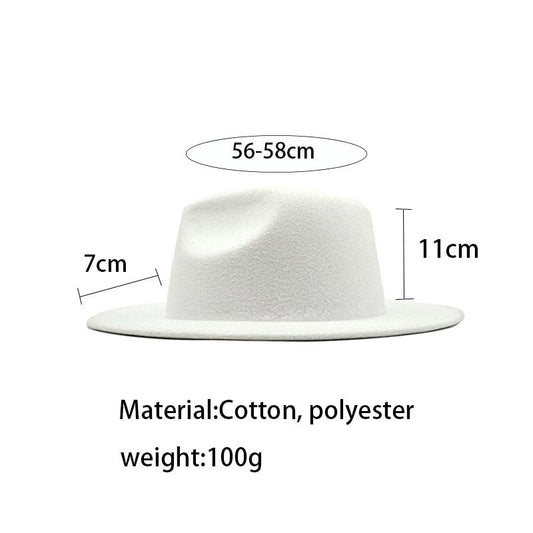 Unisex Autumn Winter Women's Hat Fedoras Big Brim Hats For Women Elegant Fedoras Warm Ladies Girls Hat Vintage Style Luxury Hat 56-58cm