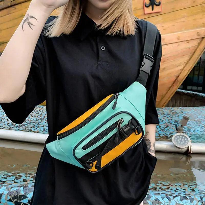 Vintage Lightweight Unisex Fanny Pack 3 Zippers Waist Packs Canvas Adjustable Party Fanny Pack