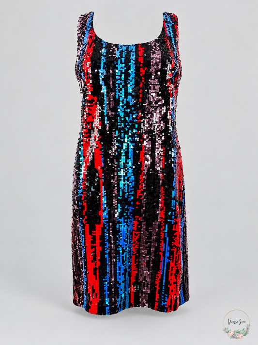 Calvin Klein Womens Sleeveless Sequin Sheath with Scoop Neck Dress, Size 4