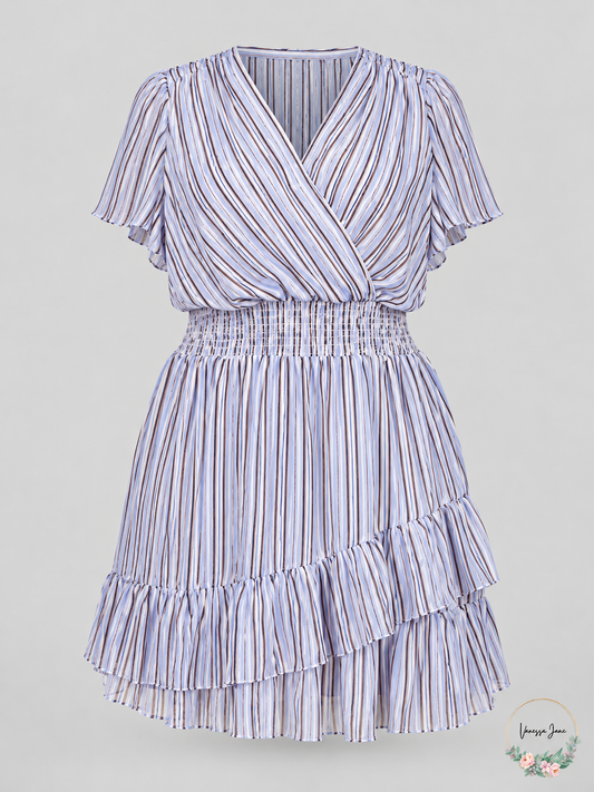 Michael Michael Kors Plus Size Striped Surplice-Neck Dress, Size 1X