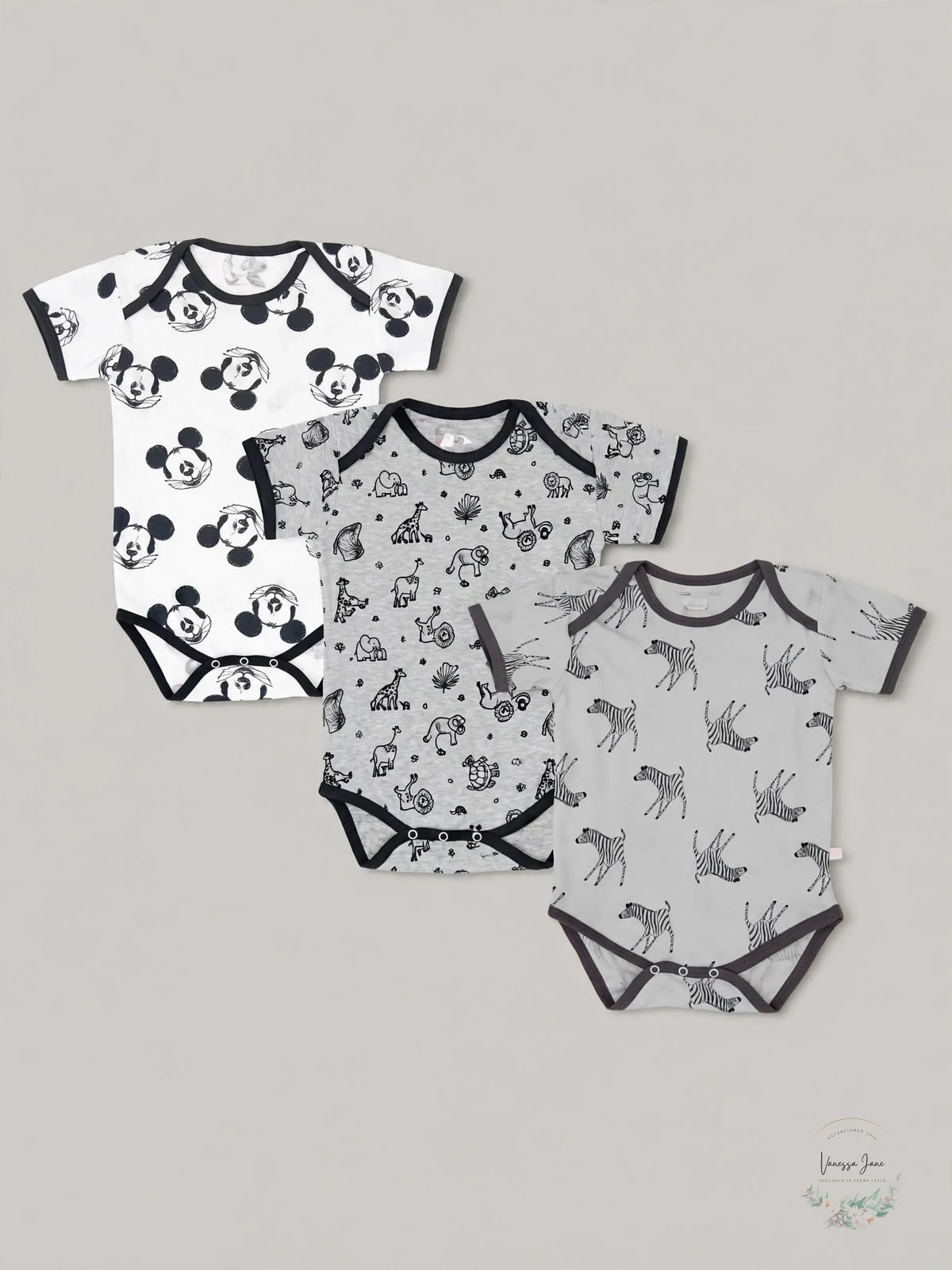 Sofie & Sam Organic Cotton 3 pack Bodysuits, Size 12/18 Months