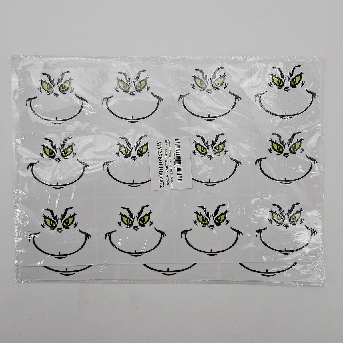 Christmas Face Eyes Sticker Sheet, Cat Designs