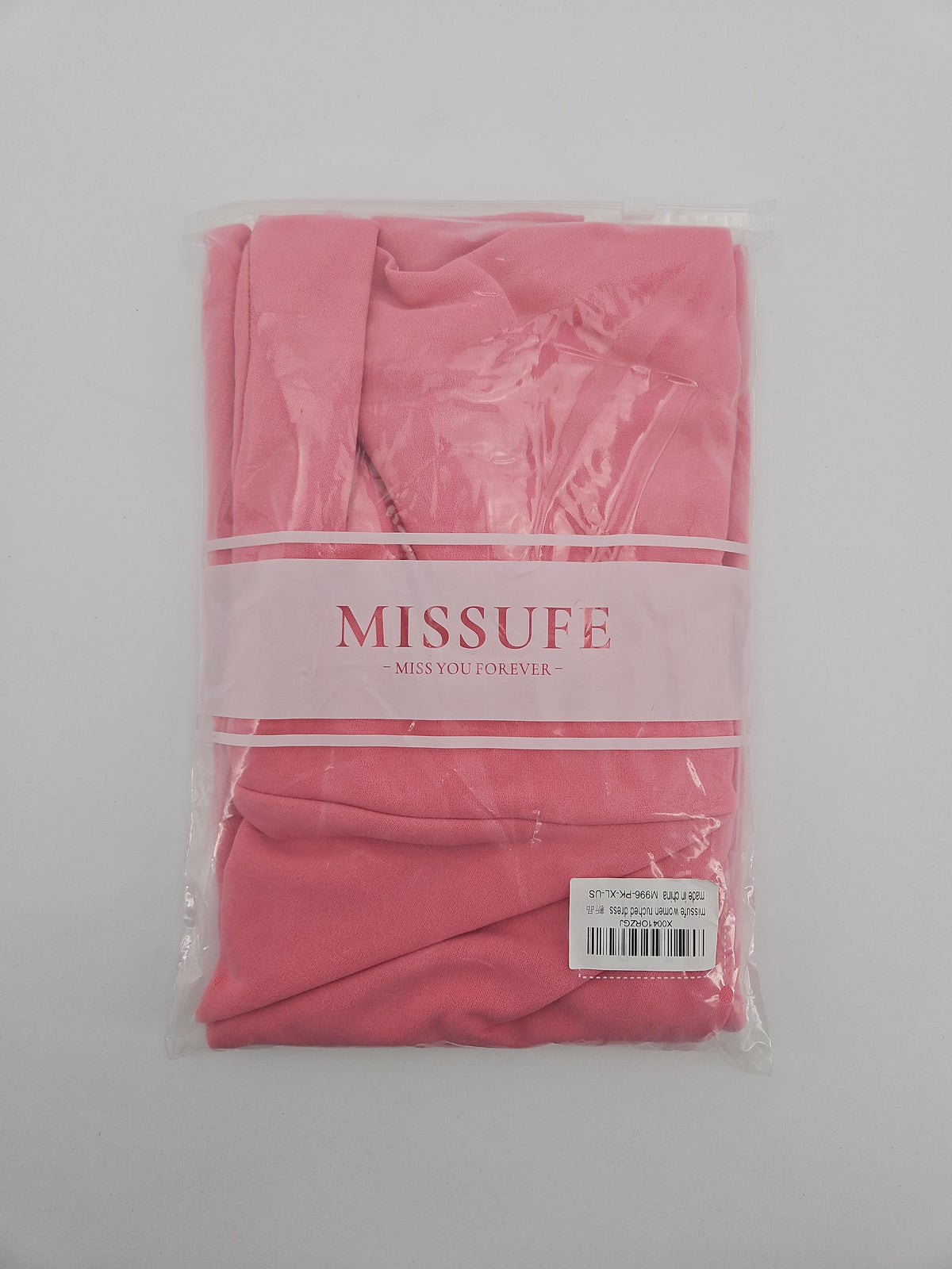 Missufe Women's Pink Ruched Dress, M996-PK-XL-US, XL
