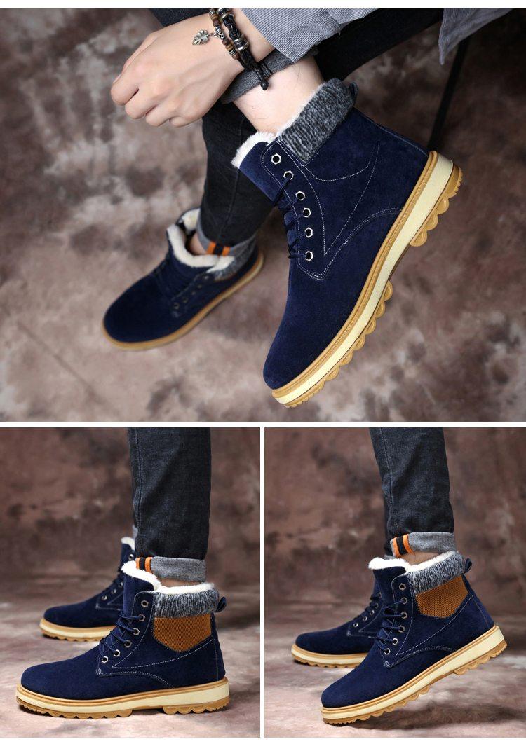 Warm Winter Mens Snow Boots Warm Fur Winter
