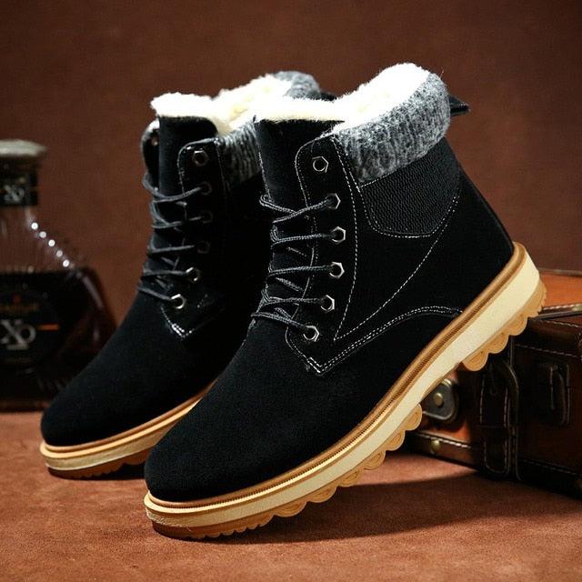 Warm Winter Mens Snow Boots Warm Fur Winter