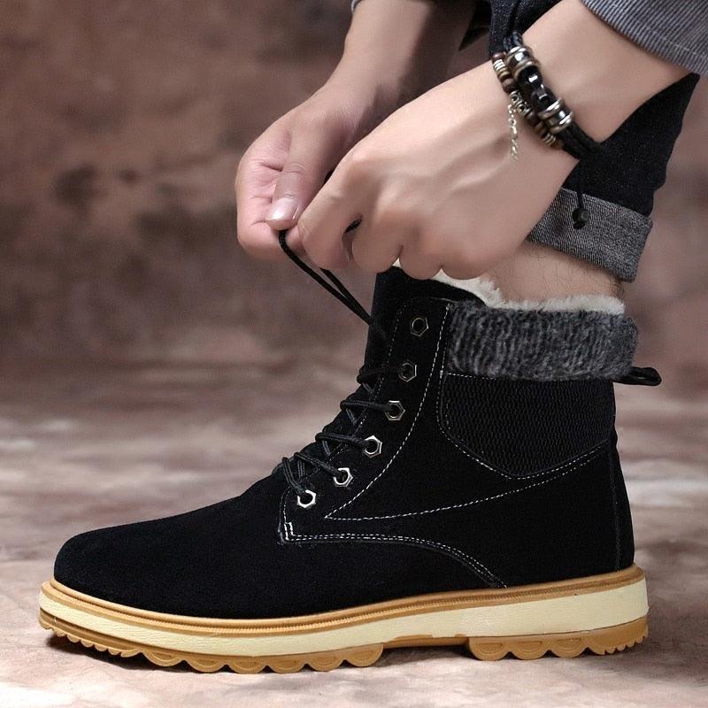 Warm Winter Mens Snow Boots Warm Fur Winter