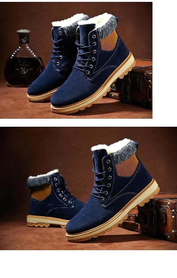 Warm Winter Mens Snow Boots Warm Fur Winter