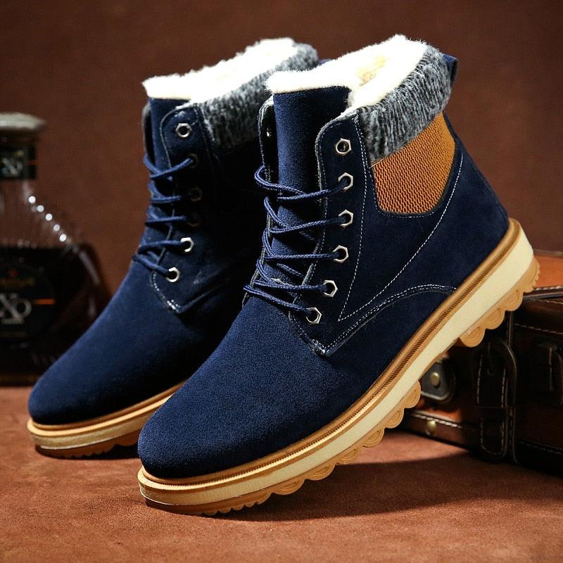 Warm Winter Mens Snow Boots Warm Fur Winter