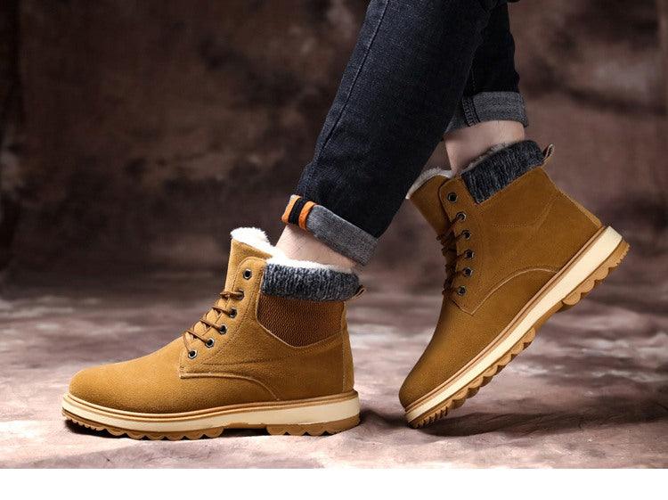 Warm Winter Mens Snow Boots Warm Fur Winter