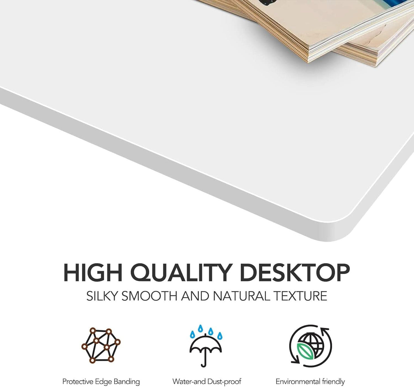 Particle Board Tabletop 55x28 Inches White Standing Desk