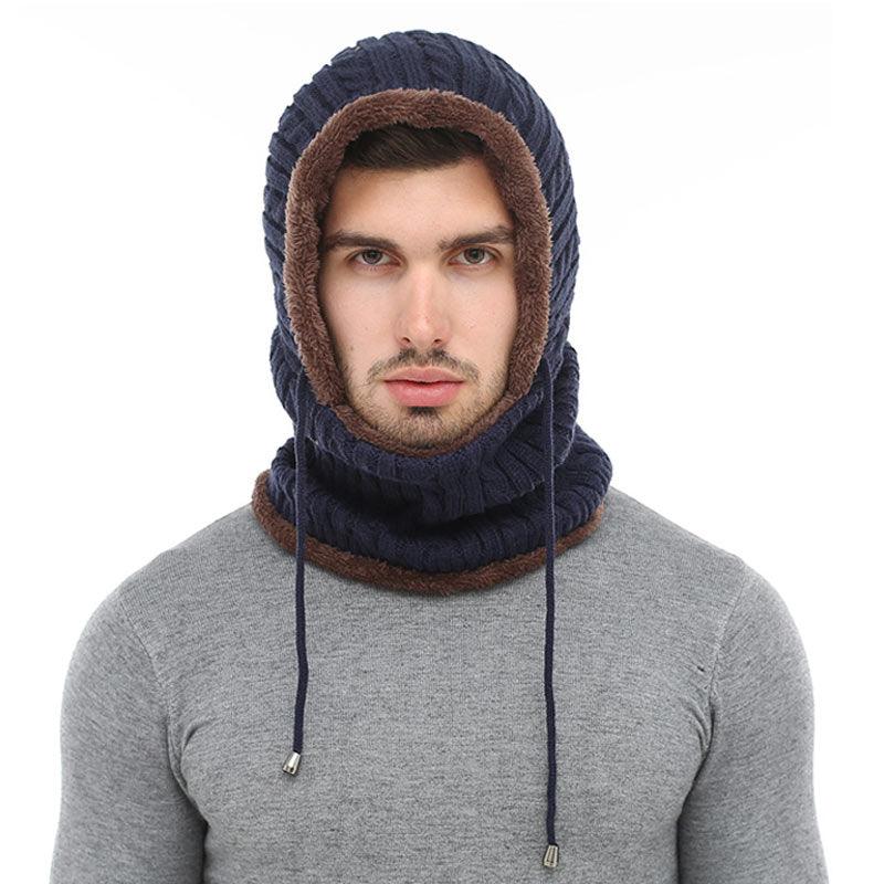 Winter Knitted Hat Beanie Men Beany Skellies Beanies Winter Hats For Women Men Caps Gorgas Bonnet Mask Brand Hats Hooded Cowl Neckerchief with Drawstring Soft Balaclava Pullover Knitted Beanie for Adults Men Women Ski Caps