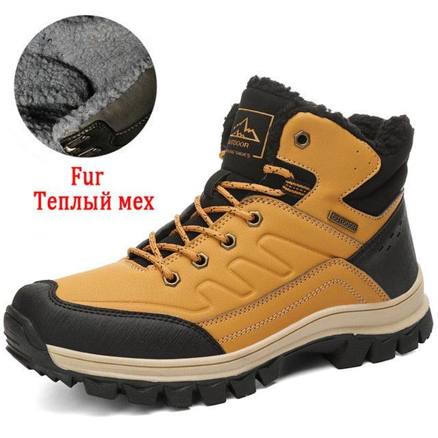 Winter Men's Plush Warm Snow Boots Waterproof Outdoor