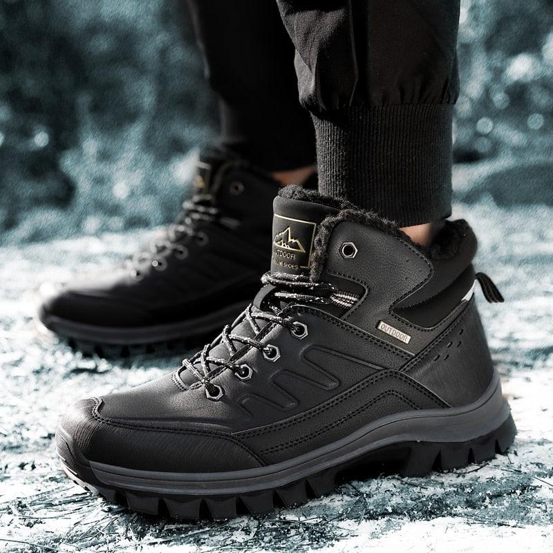 Winter Men's Plush Warm Snow Boots Waterproof Outdoor
