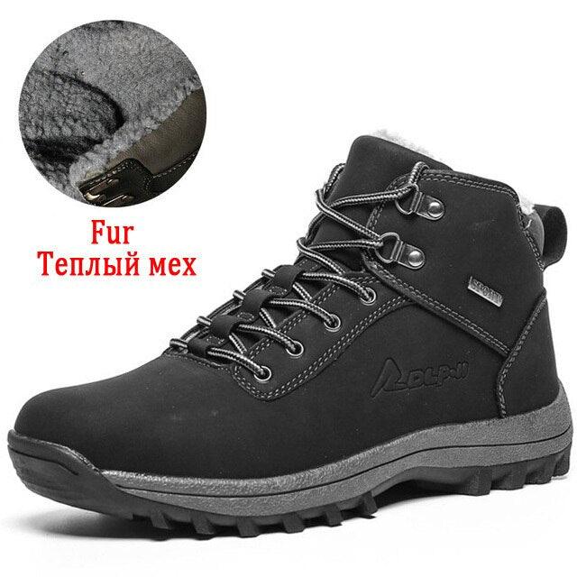Winter Men's Plush Warm Snow Boots Waterproof Outdoor