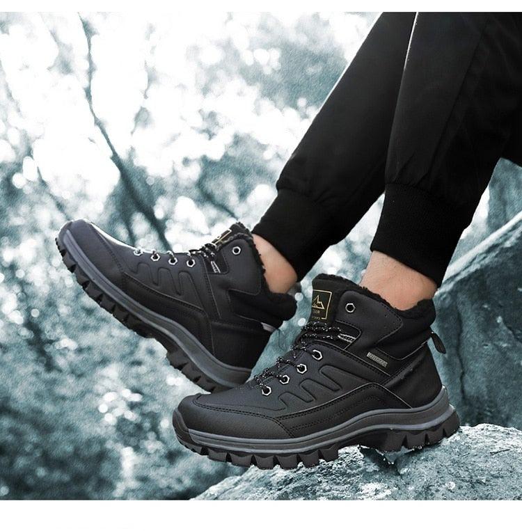 Winter Men's Plush Warm Snow Boots Waterproof Outdoor