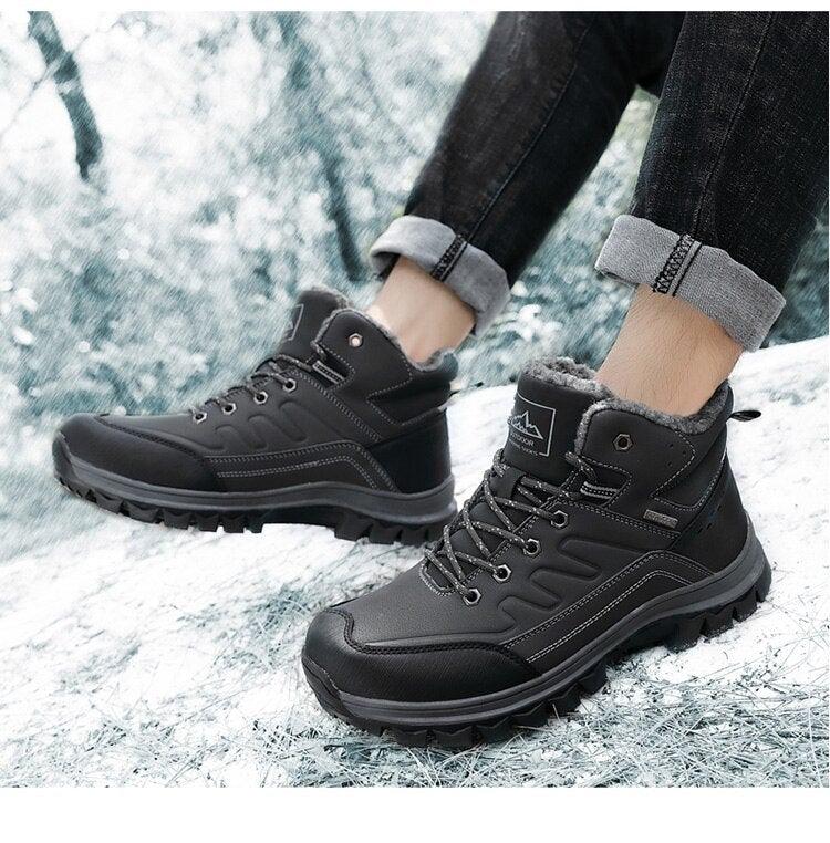 Winter Men's Plush Warm Snow Boots Waterproof Outdoor