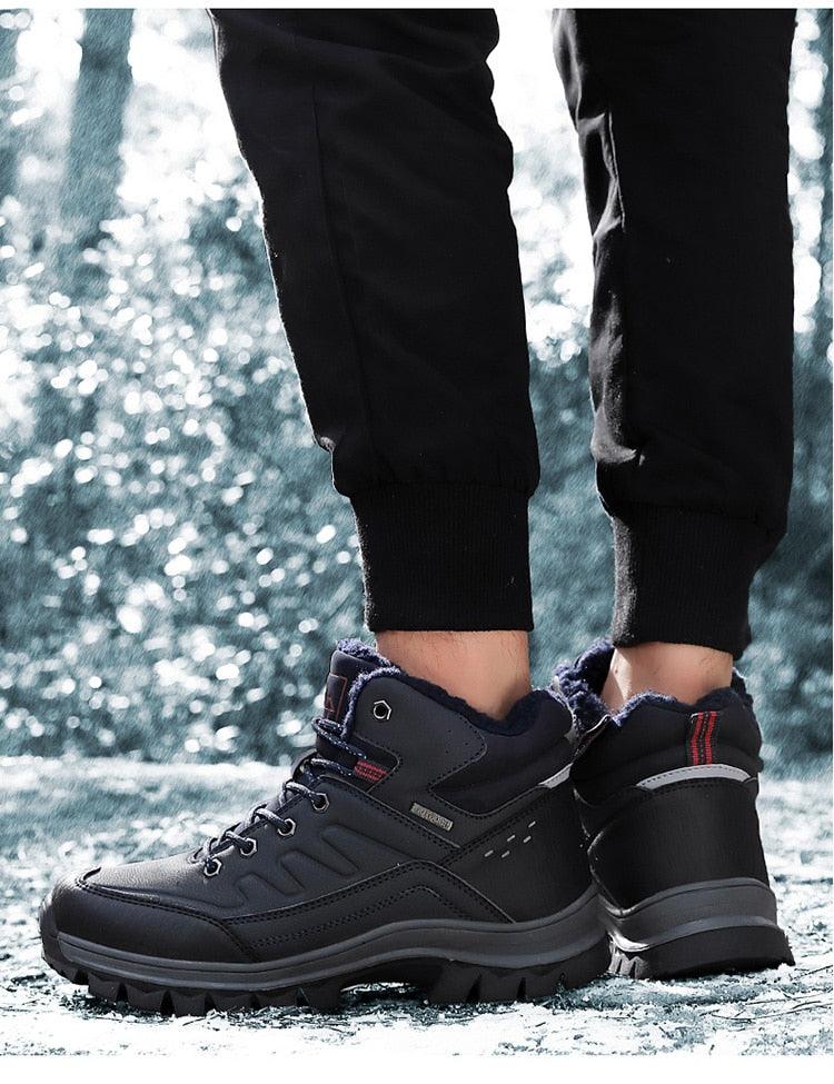 Winter Men's Plush Warm Snow Boots Waterproof Outdoor