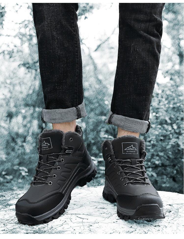 Winter Men's Plush Warm Snow Boots Waterproof Outdoor