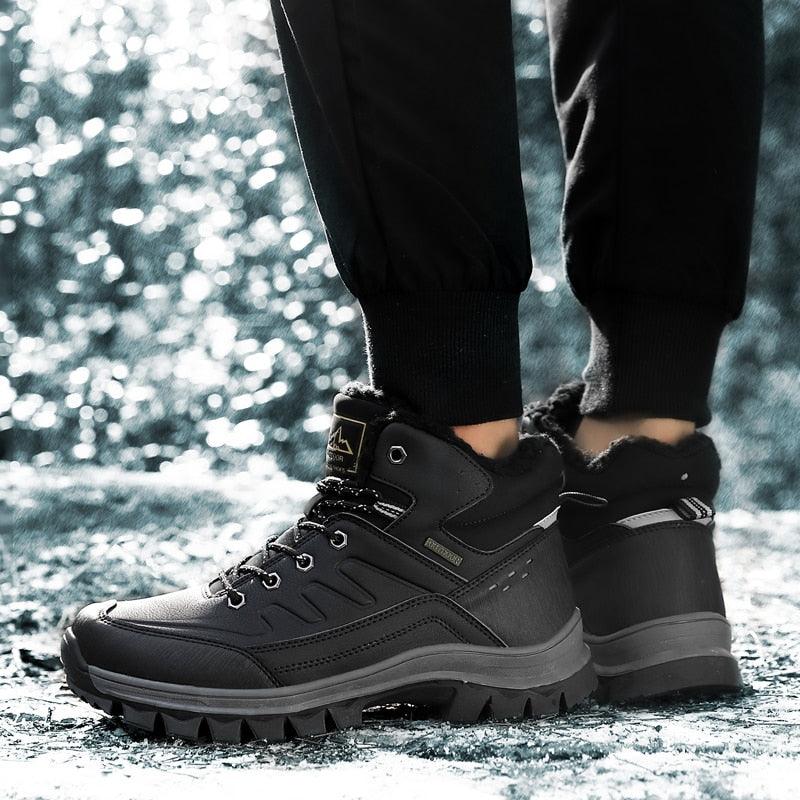 Winter Men's Plush Warm Snow Boots Waterproof Outdoor